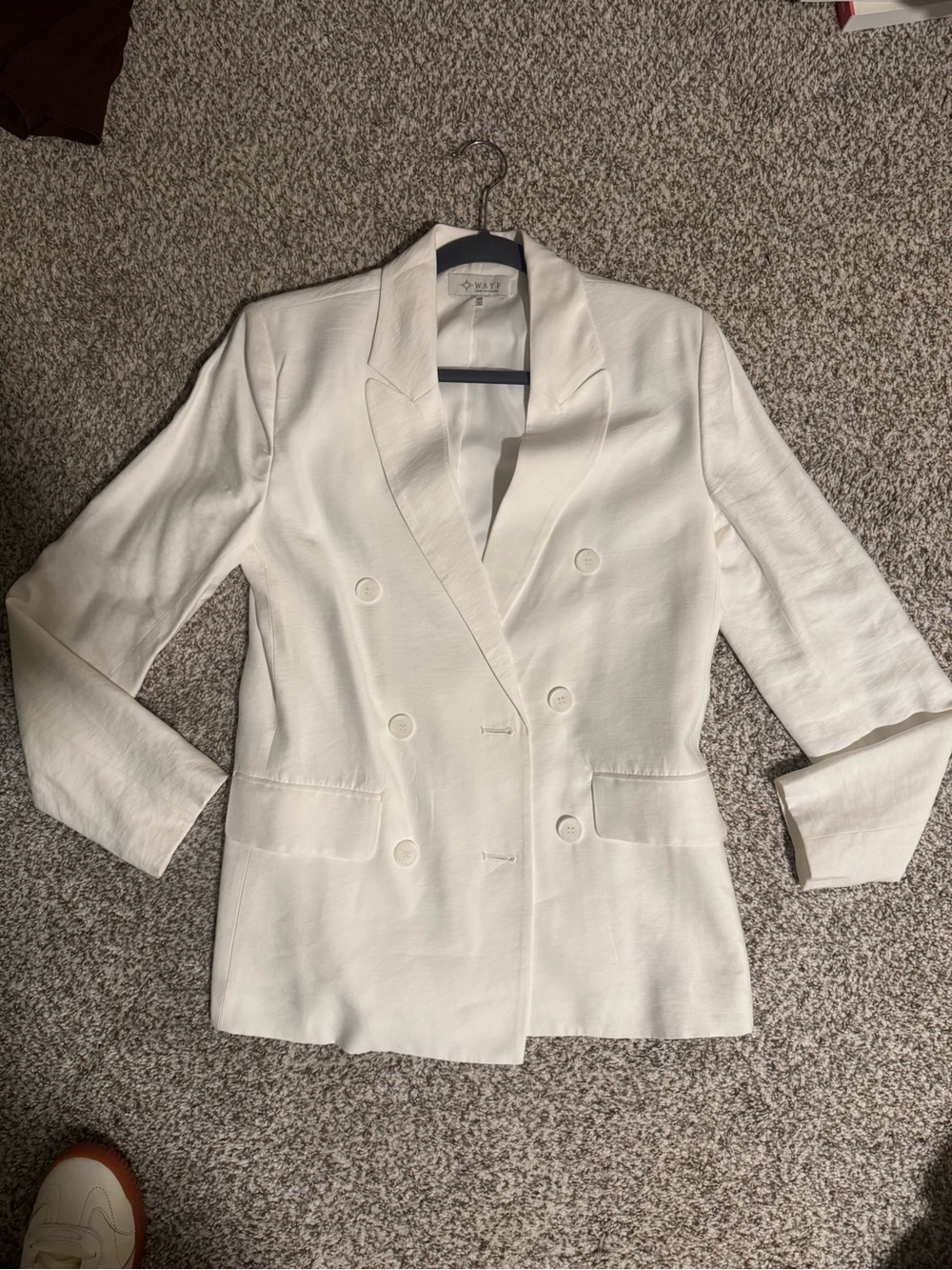 Wayf White Double-Breasted Blazer Jacket